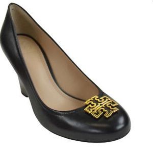 Tory Burch black closed toe wedges